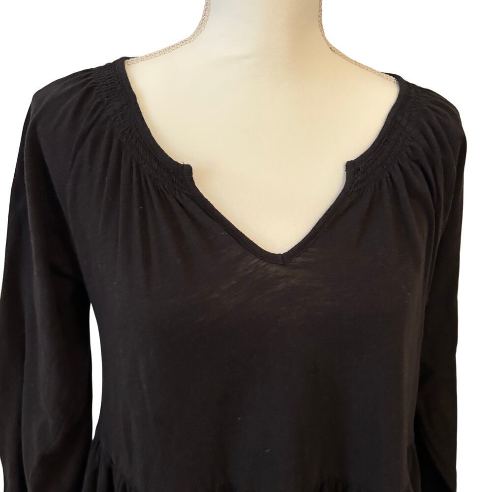 Maeve Anthropologie Black Peplum Boho Babydoll Tunic Blouse Top Size Small - Picture 2 of 6